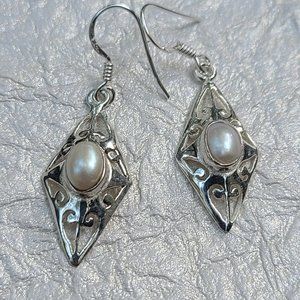 Unique Dangle Earrings Sterling Silver-Pearl Earrings Sterling Silver